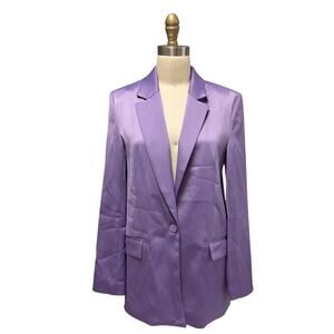 Zara Lilac Satin Blazer Single Button Soft Tailored Pastel Chic (S)